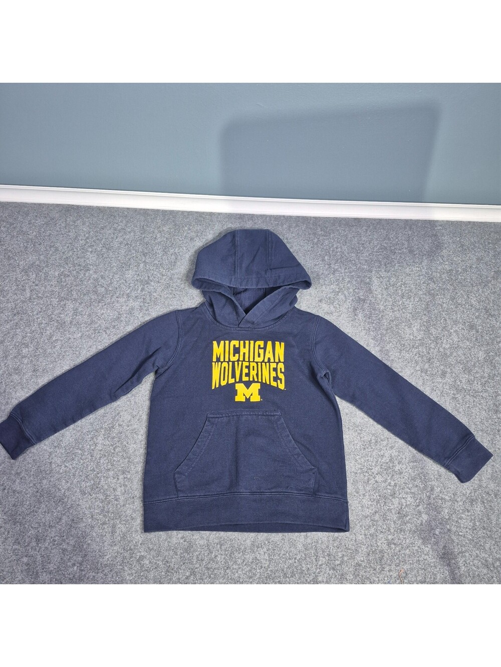 Eddie Bauers Youth Michigan Wolverines Hoodie  XS 4/5 Warm Blue & Yellow